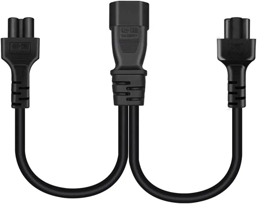 Toptekits C14 to 2xC5 Y Splitter Power Cord 1ft (30cm) | IEC 320 C14 Male to Dual C5 Female Adapter Cable - view 3