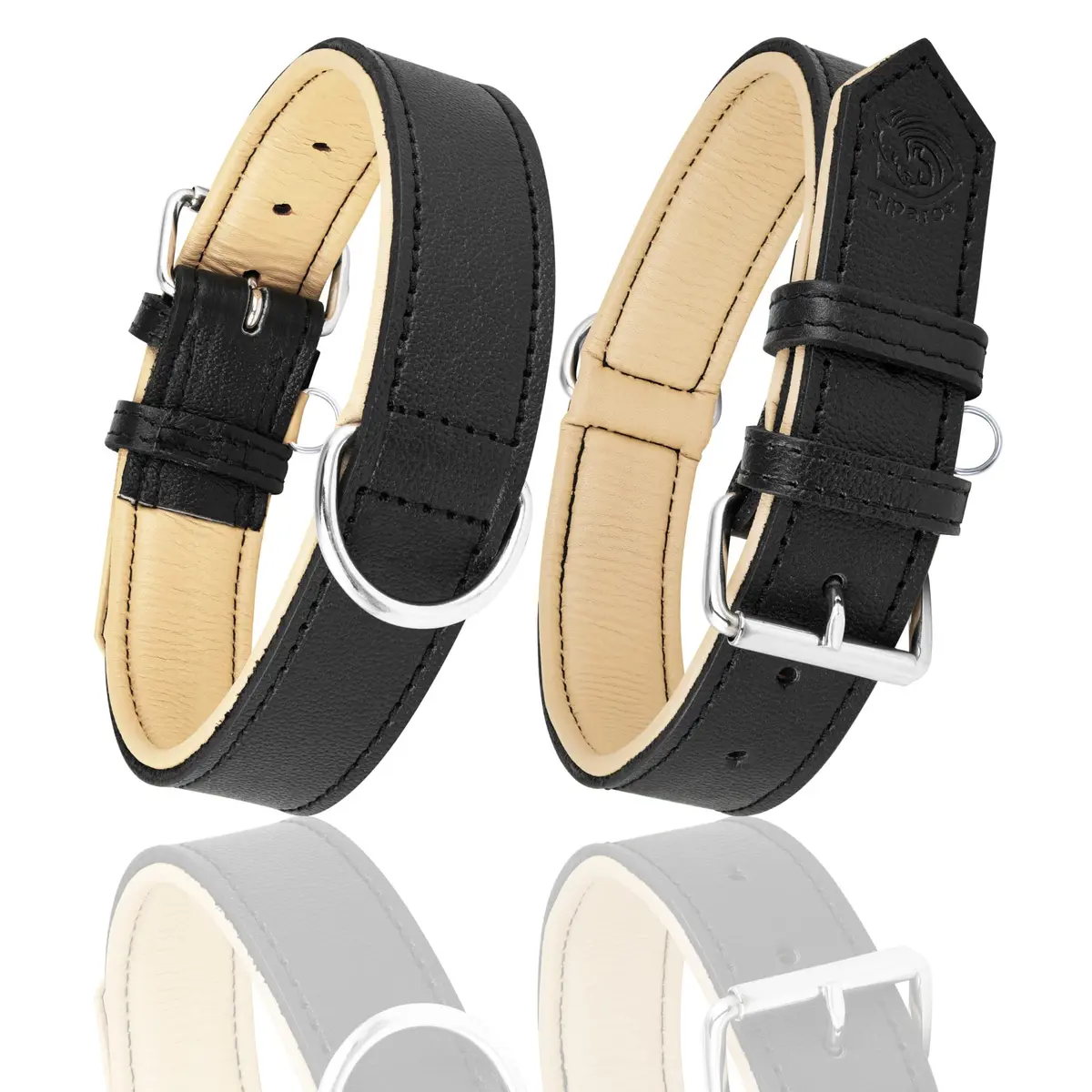 Riparo Leather Dog Collar - Heavy Duty Wide Collar for Small, Medium, Large & XL Dogs | Stylish & Durable - view 6