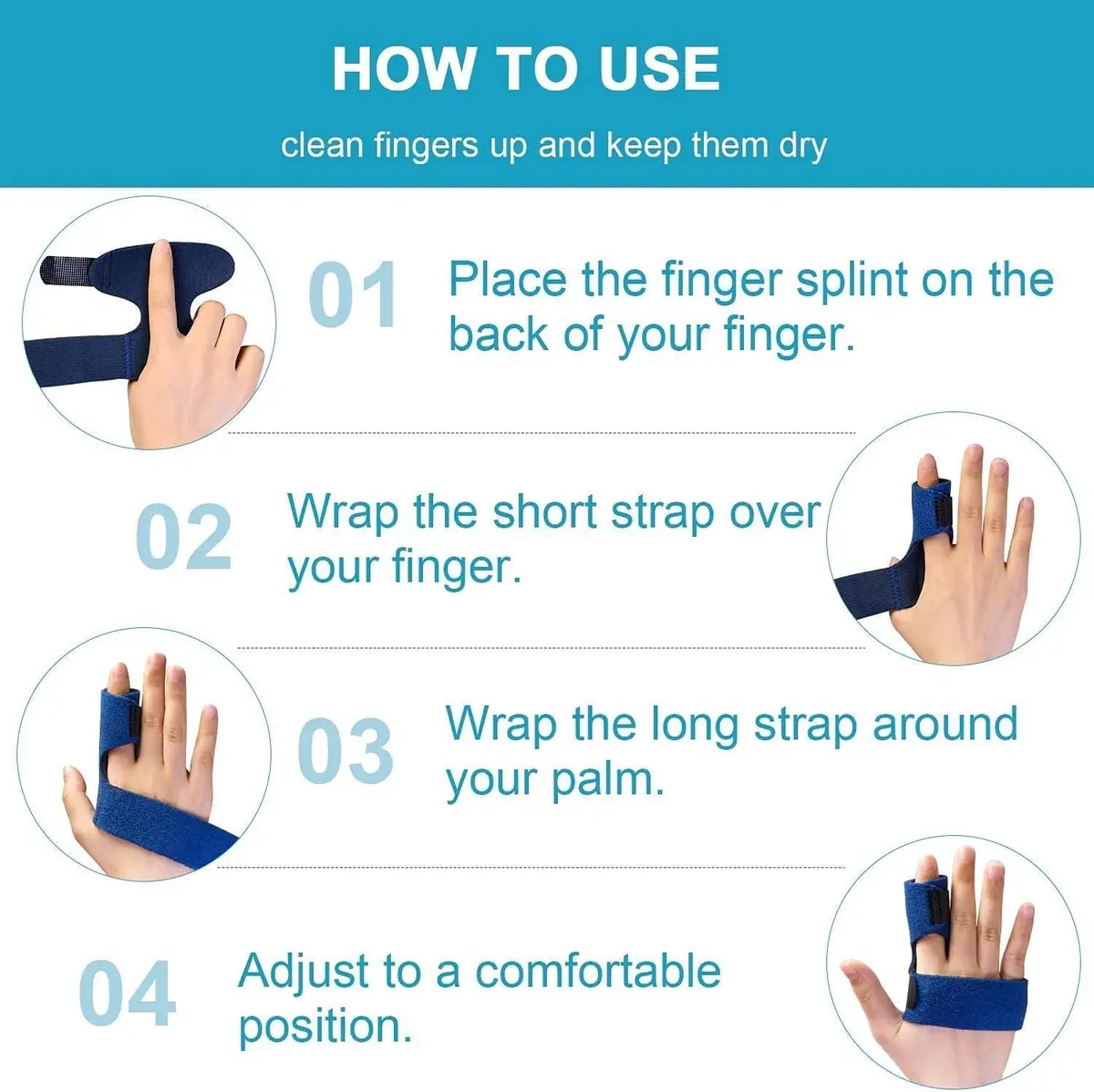 Sumifun Finger Splint Brace for Left/Right Hand, Arthritis Pain Relief, Trigger Finger Immobilizer with 2 Gel Sleeves (Palm Size 6.2-9 inches) - view 4