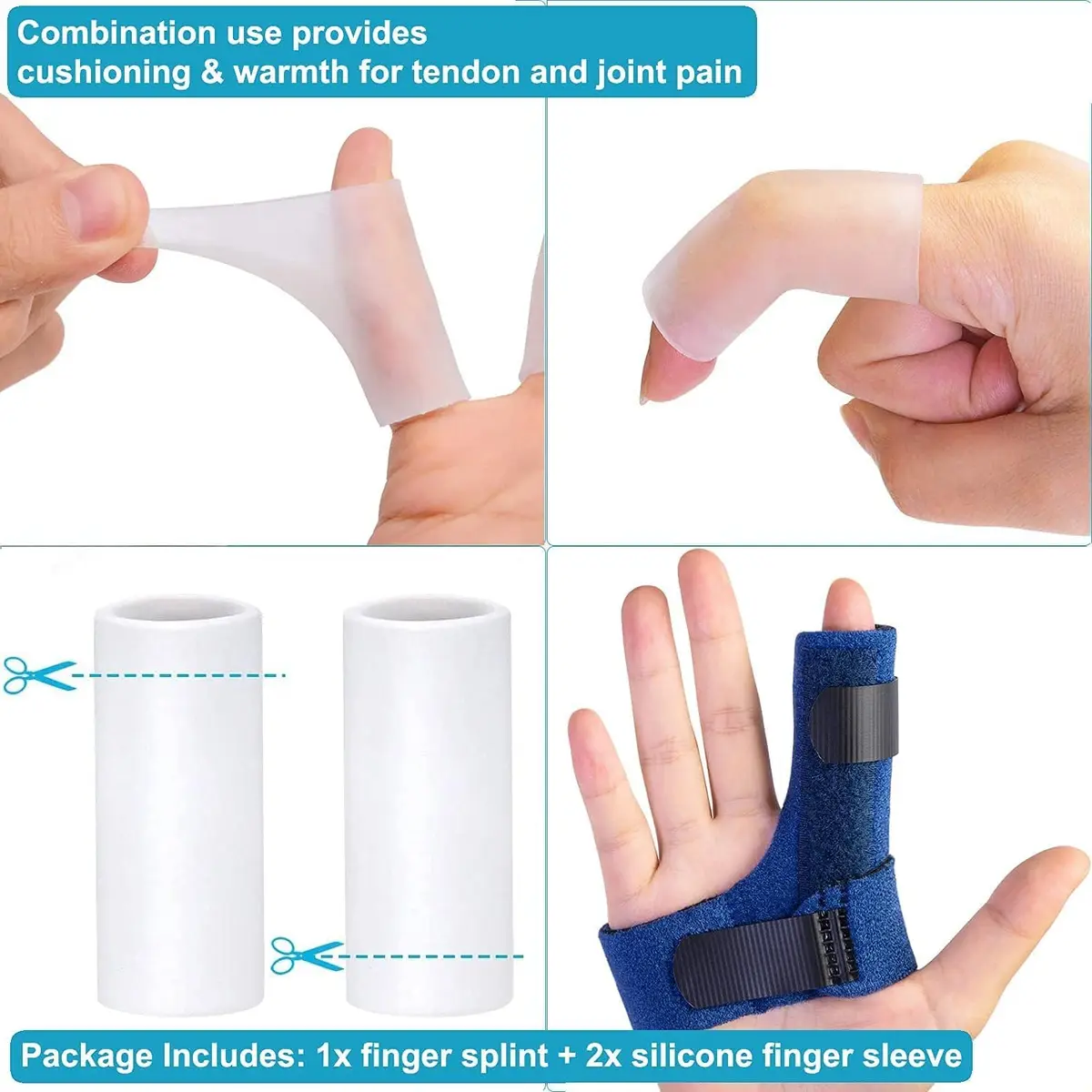 Sumifun Finger Splint Brace for Left/Right Hand, Arthritis Pain Relief, Trigger Finger Immobilizer with 2 Gel Sleeves (Palm Size 6.2-9 inches) - view 8