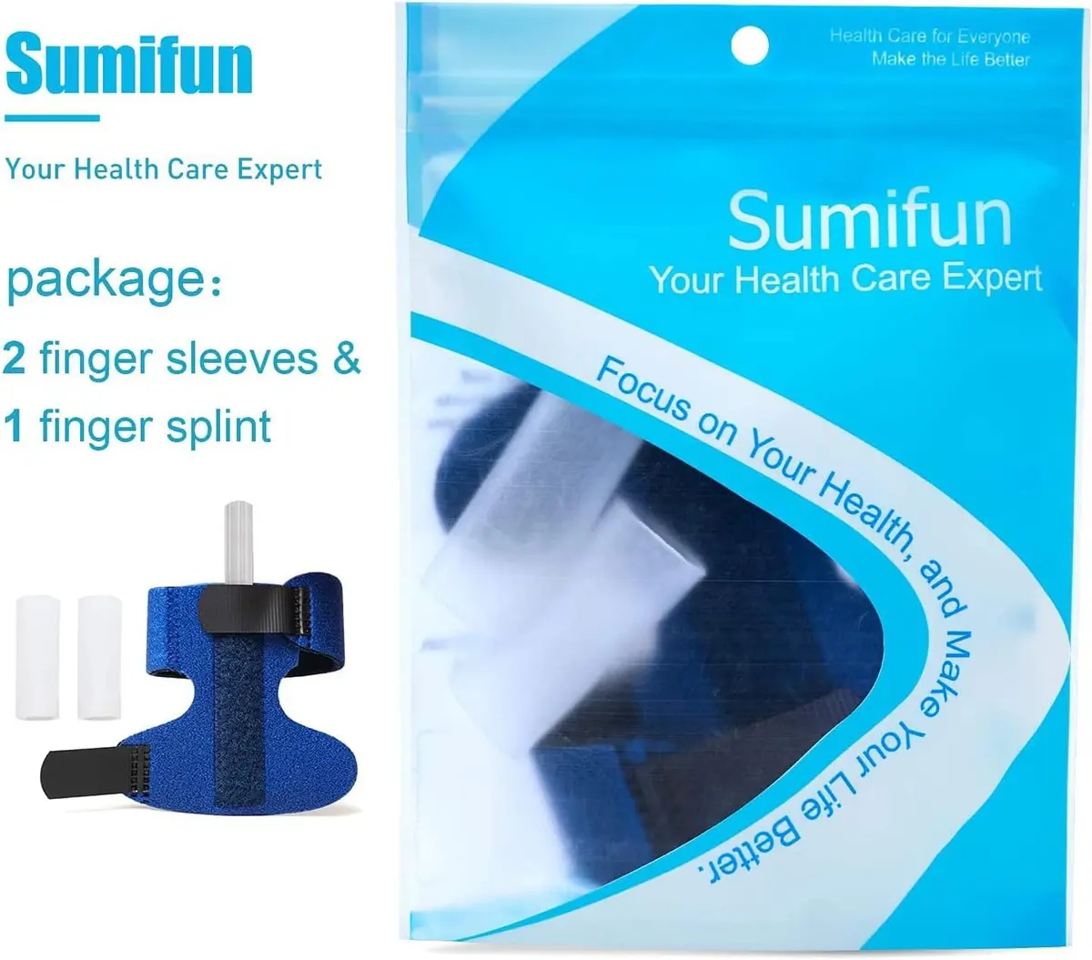 Sumifun Finger Splint Brace for Left/Right Hand, Arthritis Pain Relief, Trigger Finger Immobilizer with 2 Gel Sleeves (Palm Size 6.2-9 inches) - view 9
