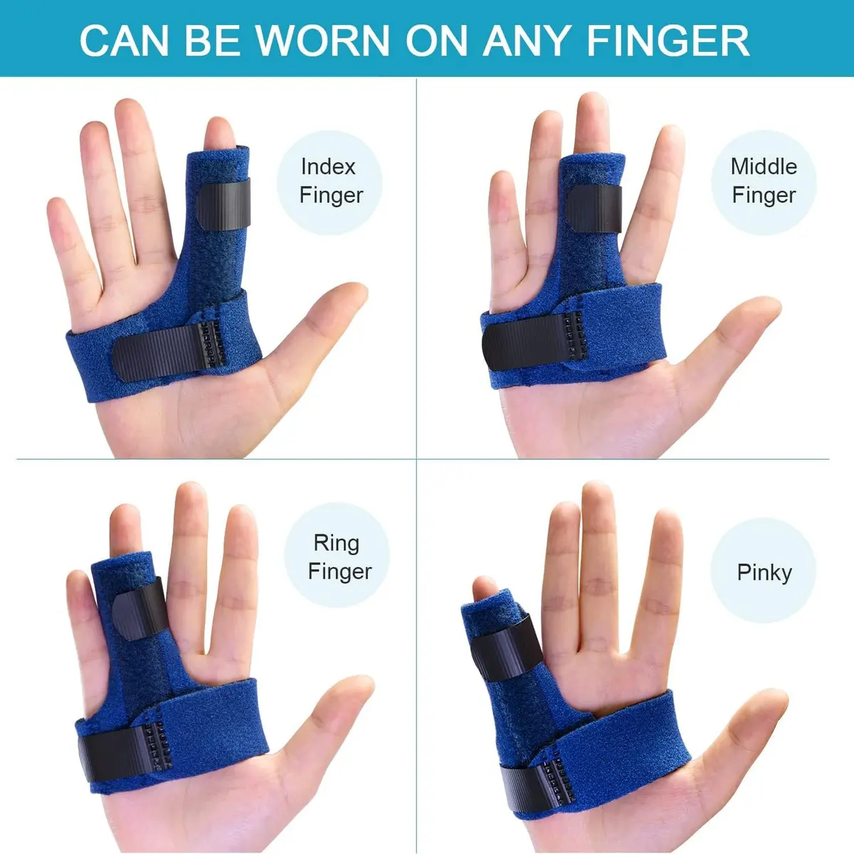 Sumifun Finger Splint Brace for Left/Right Hand, Arthritis Pain Relief, Trigger Finger Immobilizer with 2 Gel Sleeves (Palm Size 6.2-9 inches) - view 2