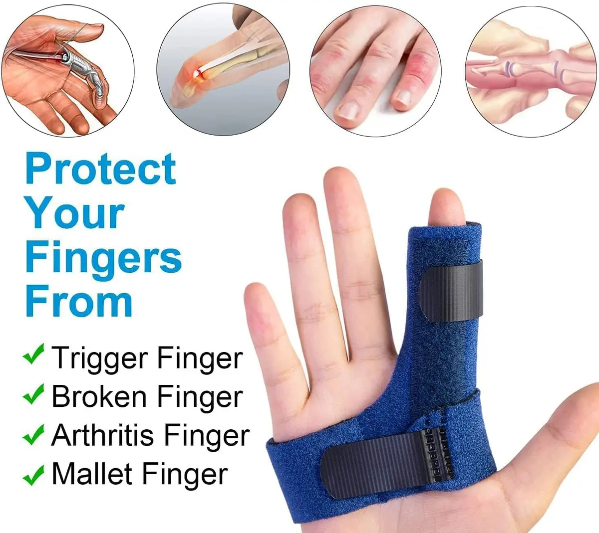 Sumifun Finger Splint Brace for Left/Right Hand, Arthritis Pain Relief, Trigger Finger Immobilizer with 2 Gel Sleeves (Palm Size 6.2-9 inches) - view 3
