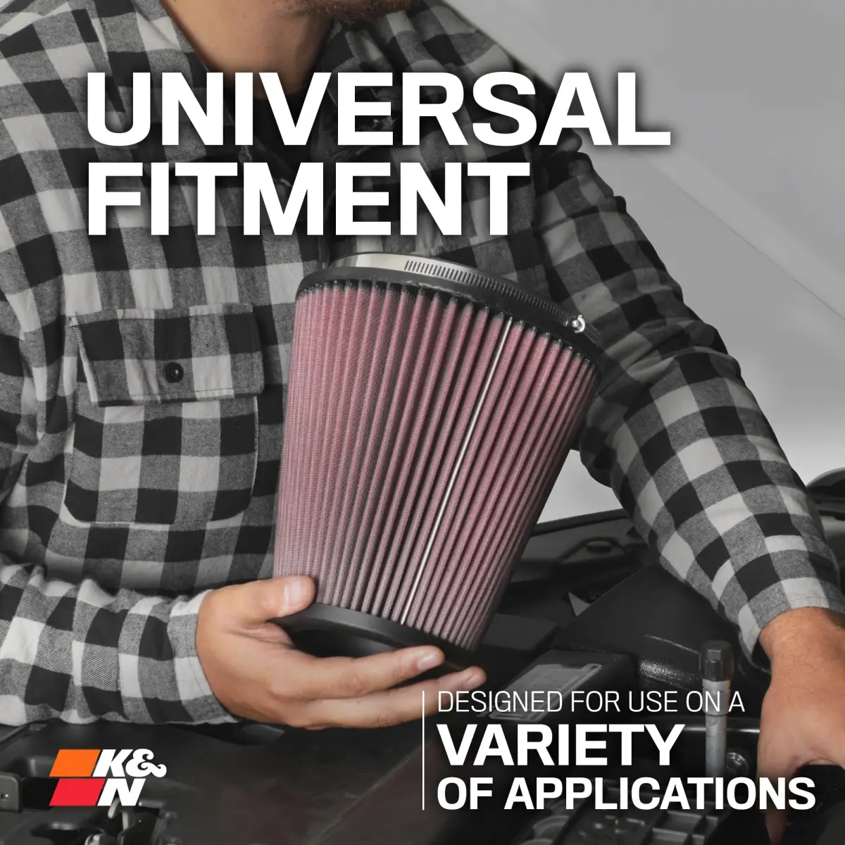 K&N Red High-Flow Universal Clamp-On Air Filter 15.24cm (6 In) | Engineered for Performance - view 8