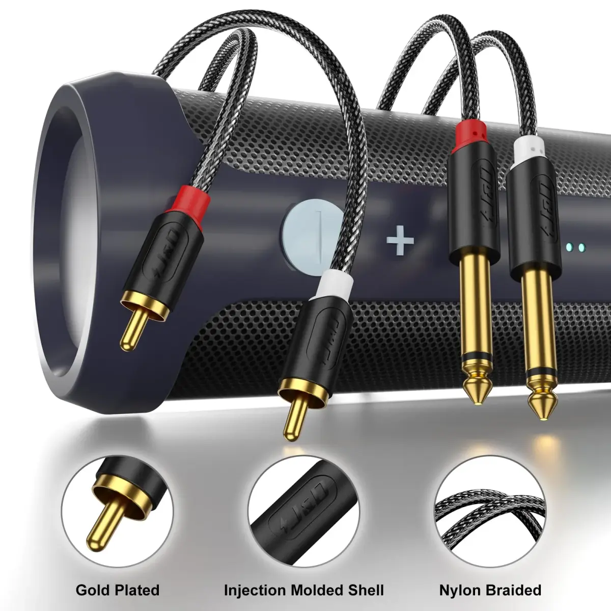 J&D RCA to 1/4" Stereo Audio Interconnect Cable, 3 Feet (0.91m) | Premium Dual Shielding for Pristine Signal - view 2