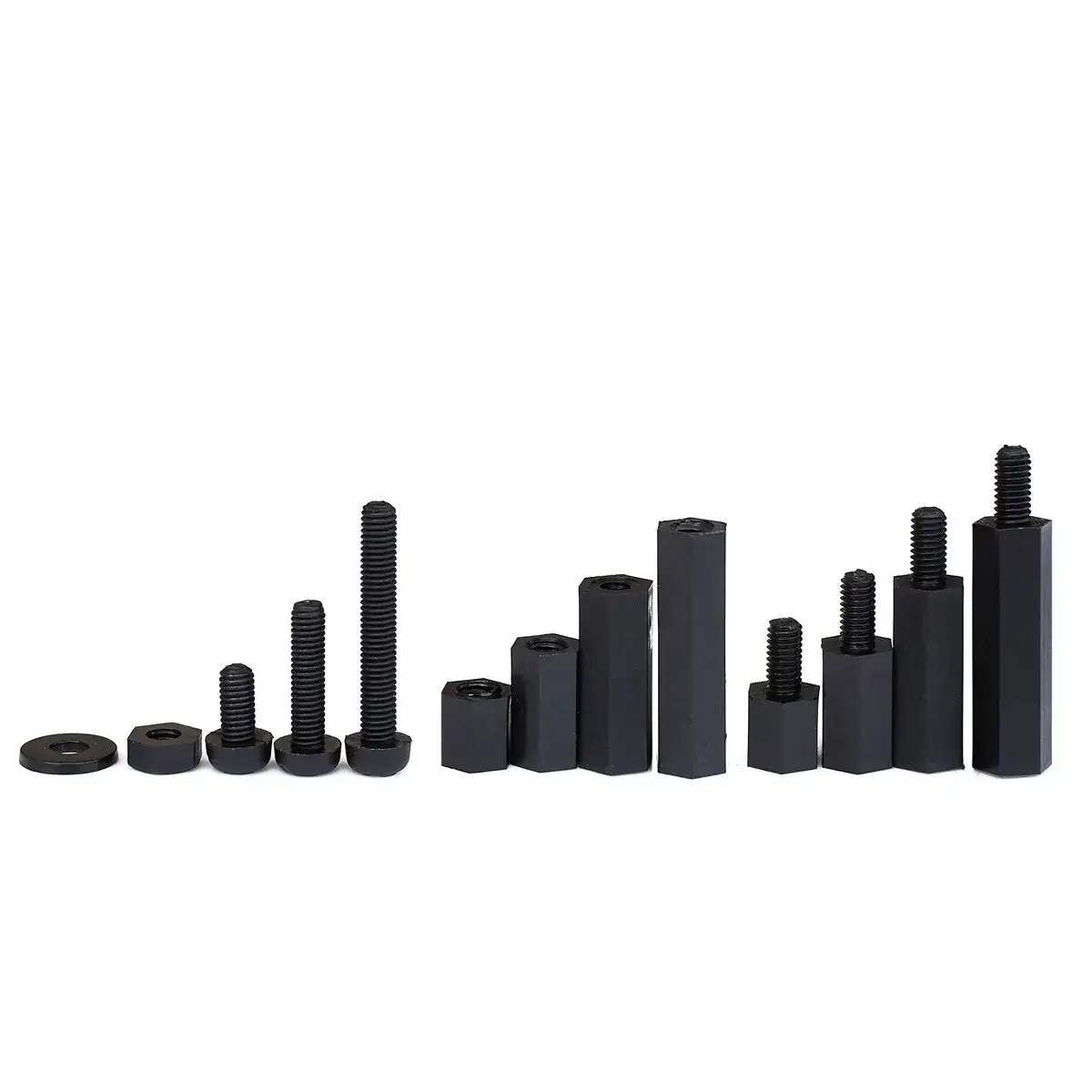 LitOrange M3 Male Female Nylon Hex Spacer Standoff Screw Nut Threaded Pillar PCB Motherboard Assortment Kit (Black) - 320 Pieces - view 2
