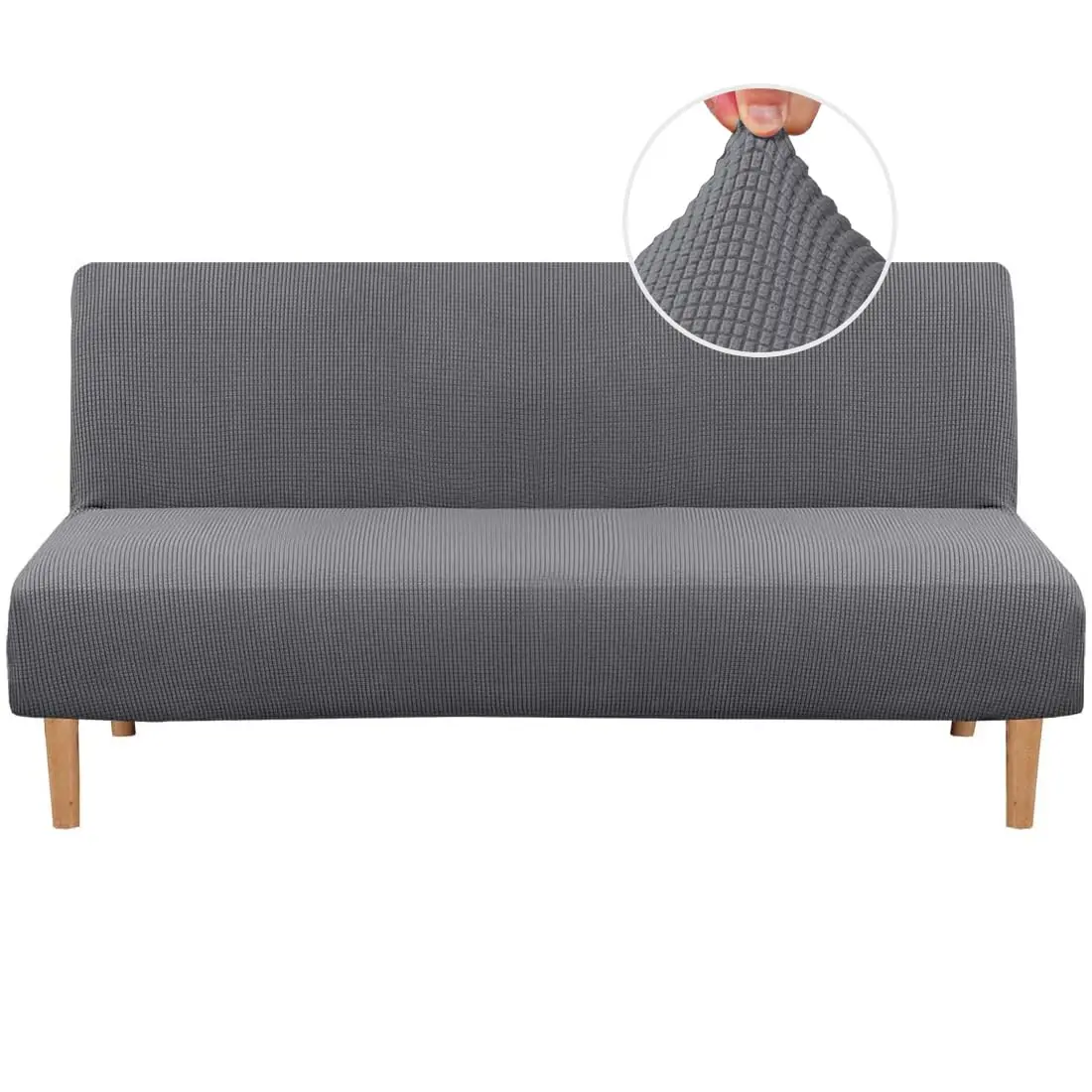 H.VERSAILTEX Armless Futon Cover Stretch Sofa Bed Slipcover Gray | Elastic, Machine Washable - main product image