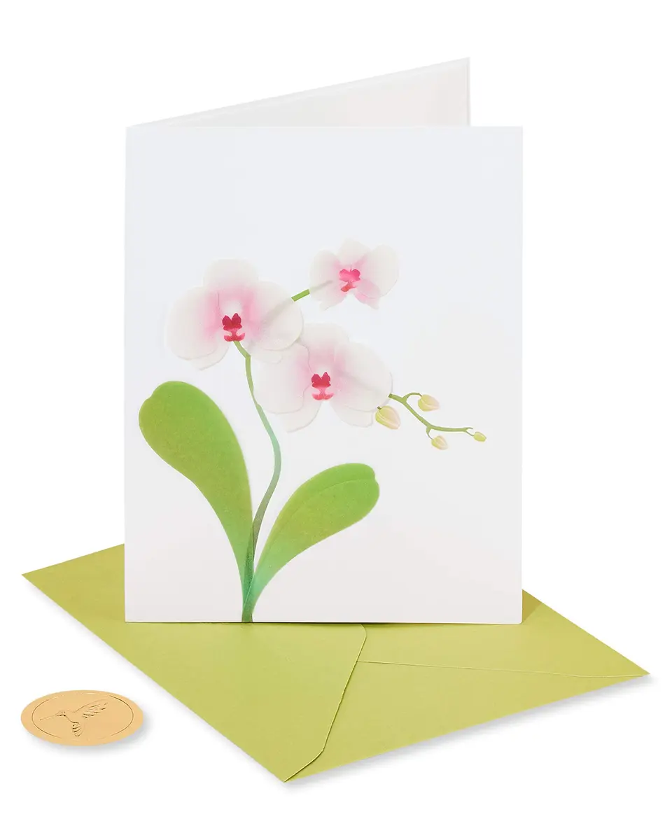 Papyrus Orchid Blank Card for Her 15.2 cm x 11.4 cm | Floral Embellished Design - view 4