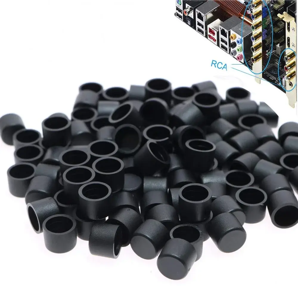 Omama Black 100 Pcs RCA Female Connector Dust Proof Cap Protector Cover | Protects Connectors - view 4