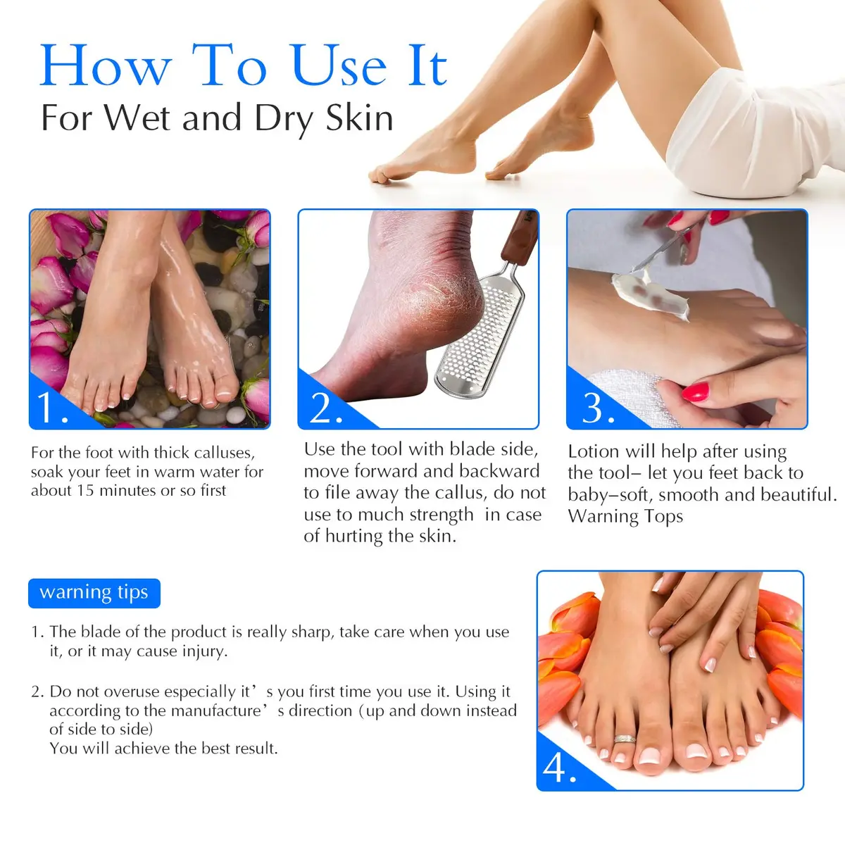 Pefei Pedicure Foot File Stainless Steel Detachable Foot Scrubber | Hard Skin Remover for Wet & Dry Feet - view 5