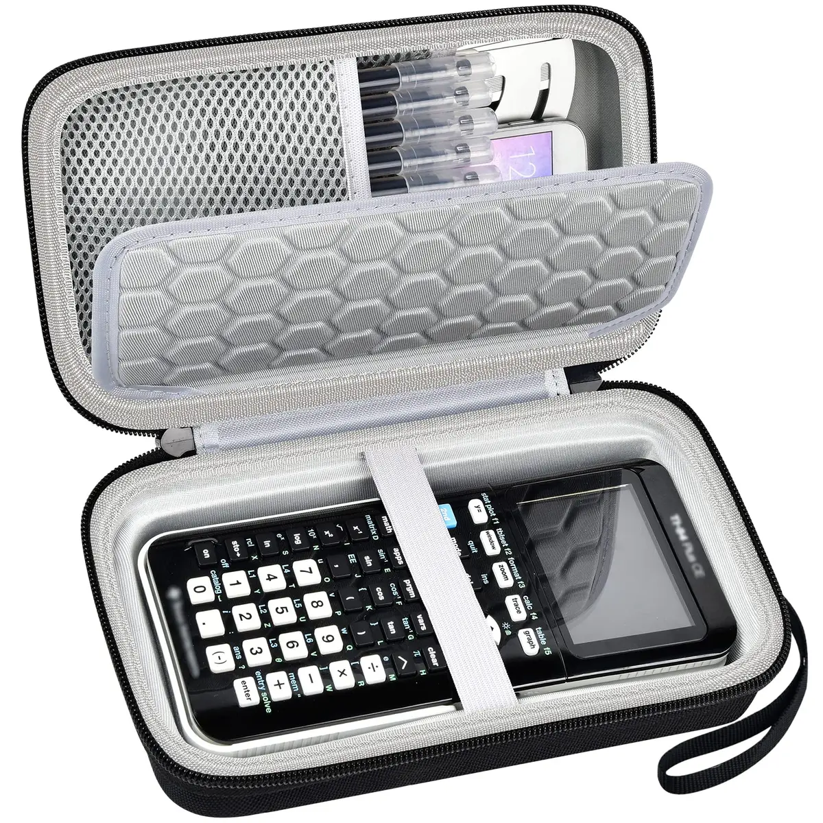 PAIYULE Travel Case for Texas Instruments TI-84 Plus CE / TI-Nspire CX II CAS Graphing Calculators, Large Capacity with Hand Strap (Black, 22.99cm x 12.98cm) - main product image