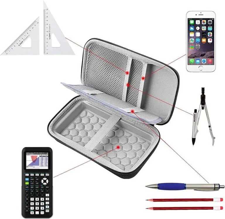 PAIYULE Travel Case for Texas Instruments TI-84 Plus CE / TI-Nspire CX II CAS Graphing Calculators, Large Capacity with Hand Strap (Black, 22.99cm x 12.98cm) - view 5