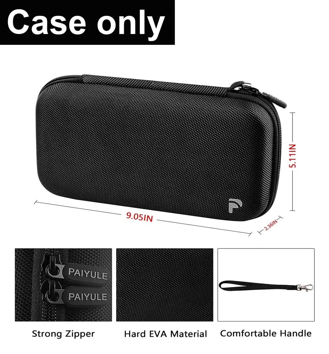 PAIYULE Travel Case for Texas Instruments TI-84 Plus CE / TI-Nspire CX II CAS Graphing Calculators, Large Capacity with Hand Strap (Black, 22.99cm x 12.98cm) - view 3