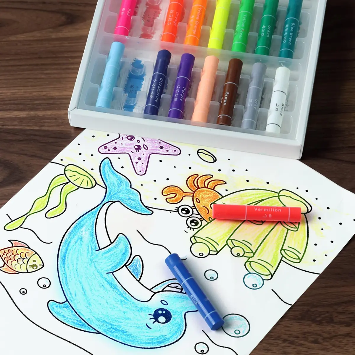 KOKUYO Highlighter Crayons, 10 Colors, KE-AC30 | Fluorescent Gel Crayons for Art & Illustration - view 7