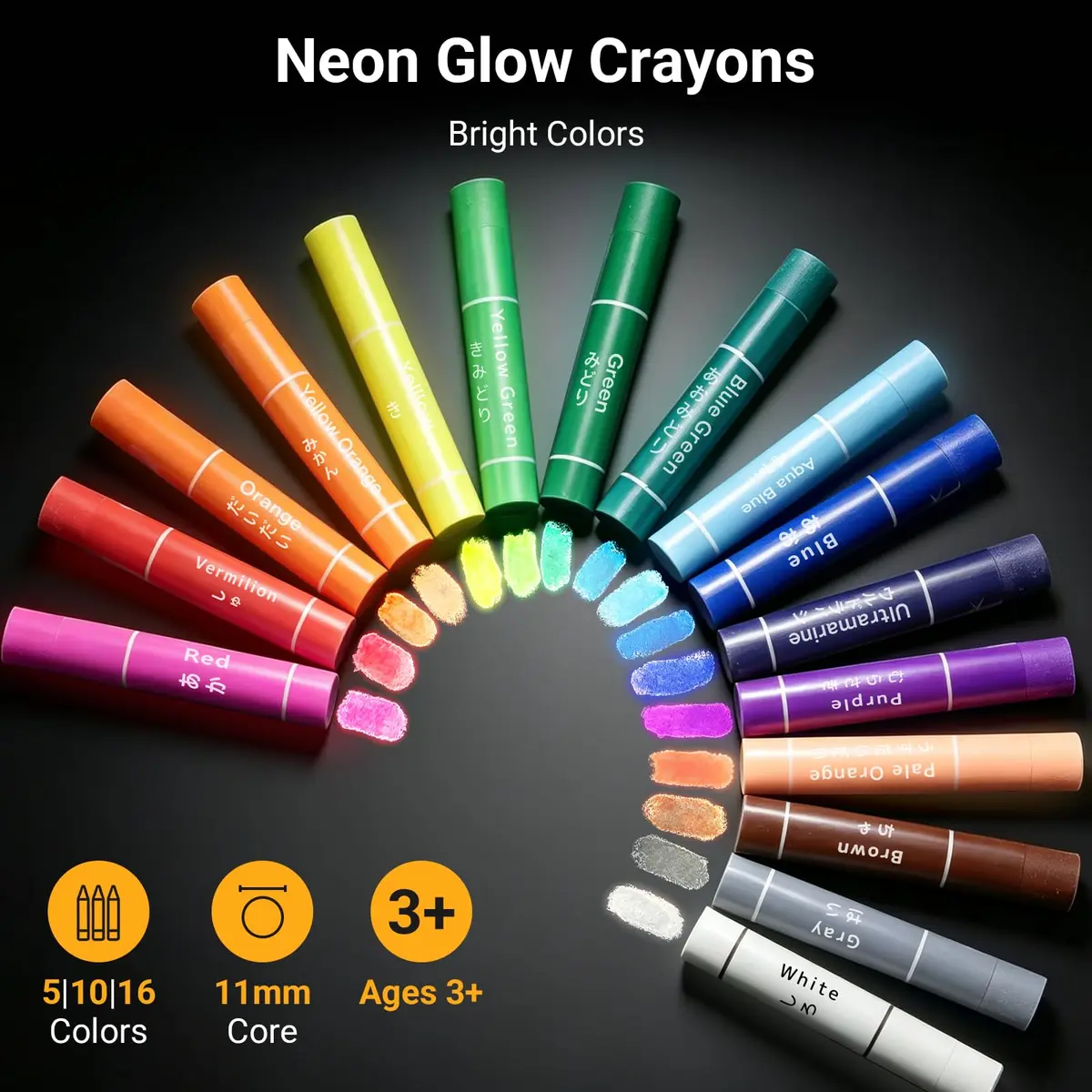 KOKUYO Highlighter Crayons, 10 Colors, KE-AC30 | Fluorescent Gel Crayons for Art & Illustration - view 2