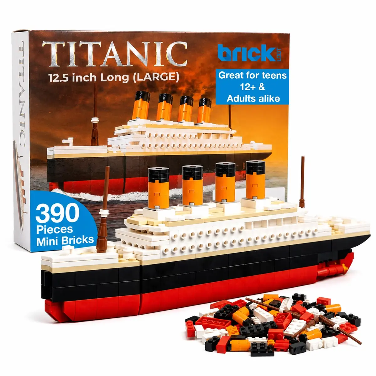 Brick Loot Titanic Building Set 390-Piece Historic Ocean Liner Brick Model | STEM Learning Toy - main product image