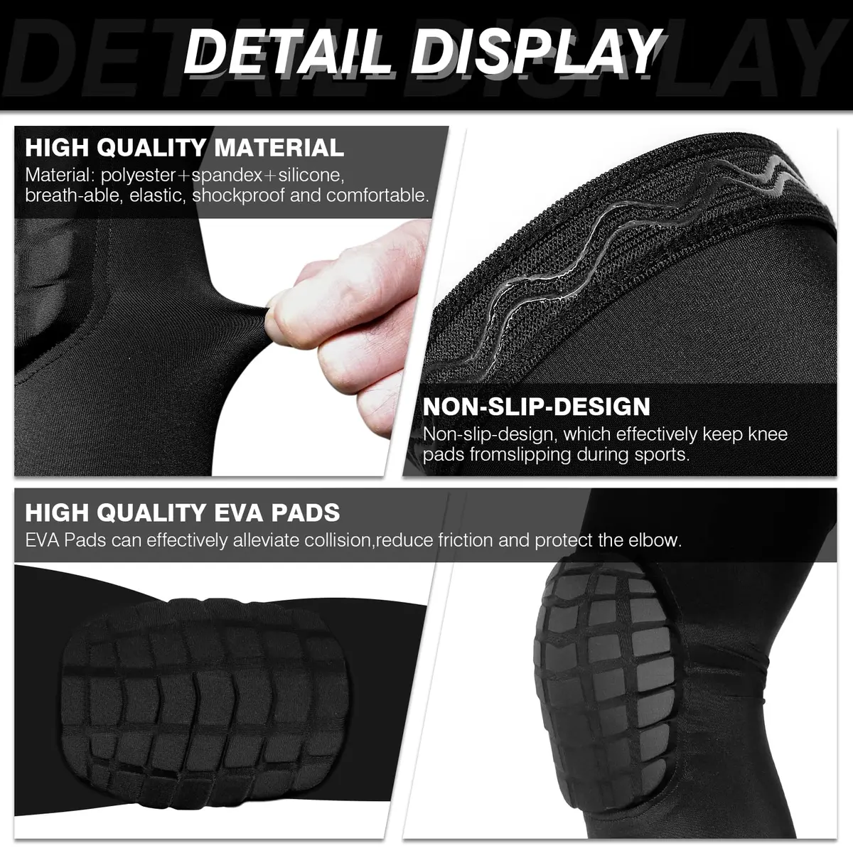 AceList Elbow Pads with Padded Compression Shield Shape for Adults & Youth | Injury Prevention & Support (120 chars) - view 8