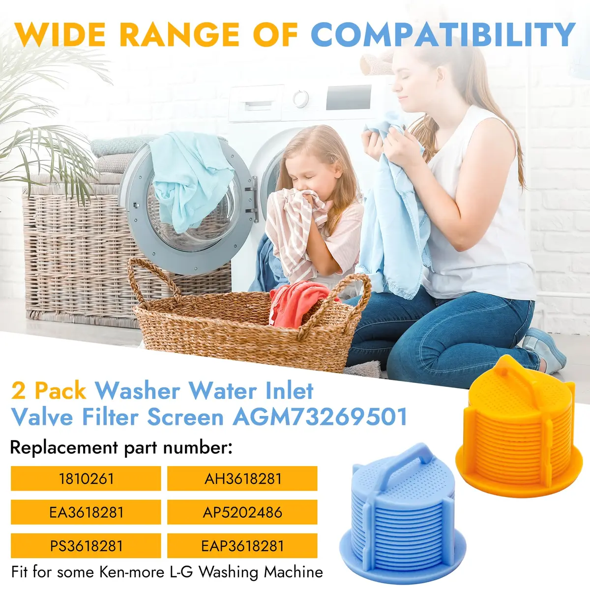 AMI PARTS Washer Water Inlet Valve Filter Screen 0.75 inch (2-Pack) | Direct Replacement for Whirlpool & LG Washing Machines - view 5