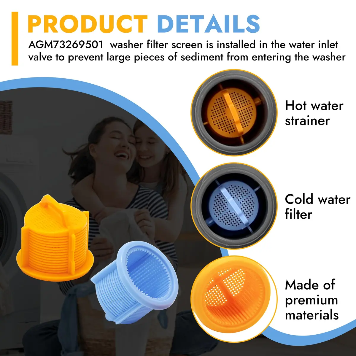 AMI PARTS Washer Water Inlet Valve Filter Screen 0.75 inch (2-Pack) | Direct Replacement for Whirlpool & LG Washing Machines - view 3