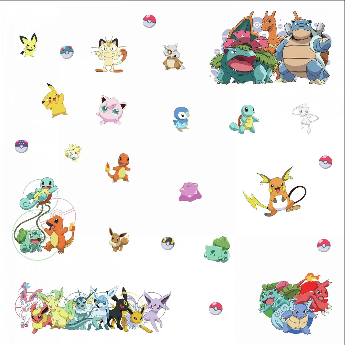 RoomMates Pokemon Character Peel and Stick Wall Decals | Reusable Vinyl Wall Stickers for Kids Room (Pack of 1, 11 Decals, 2-38 inch range) - view 2