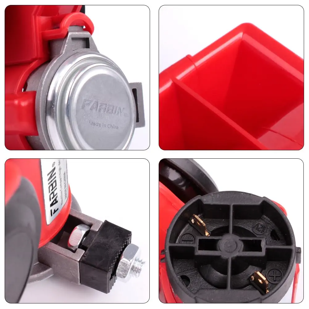 FARBIN 150dB Air Horn with Compressor 12V 1.87 lbs (Red Horn) | Loud Train Horn Kit for Trucks, Cars, Motorcycles - view 5