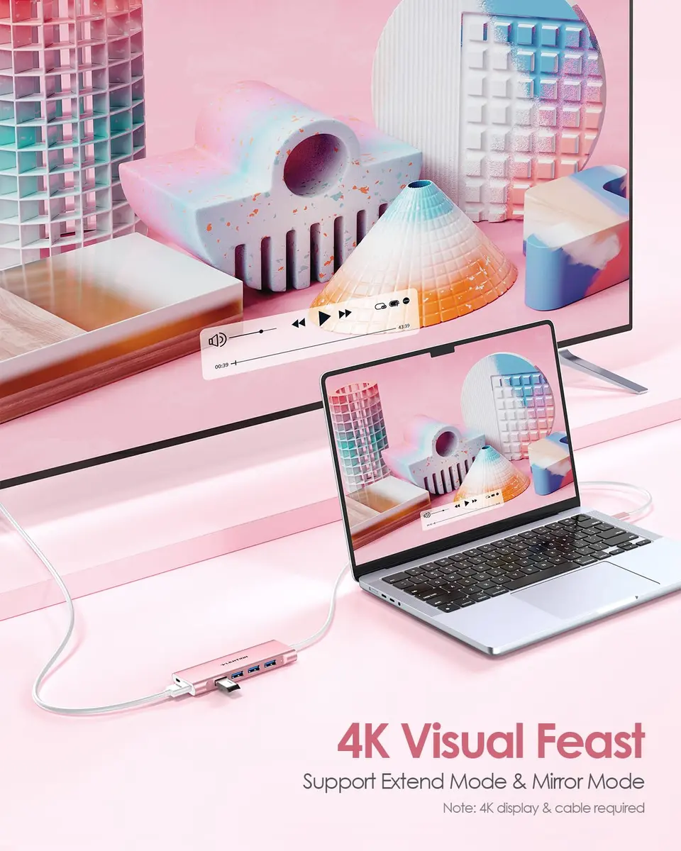 LENTION 3.3ft USB C Hub with 4K HDMI & 100W PD | Multiport Connectivity for Modern Laptops - view 5