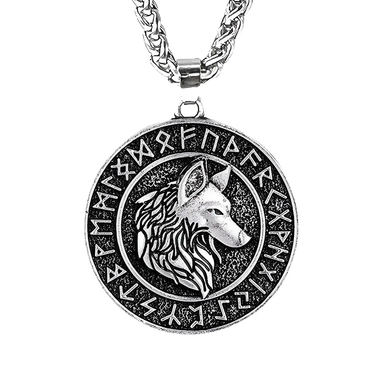 Leprato Viking Talisman Necklace for Men Norse Mjolnir Wolf Compass Valknut Amulet Pendant 24 inch | Nordic Viking Jewelry - main product image