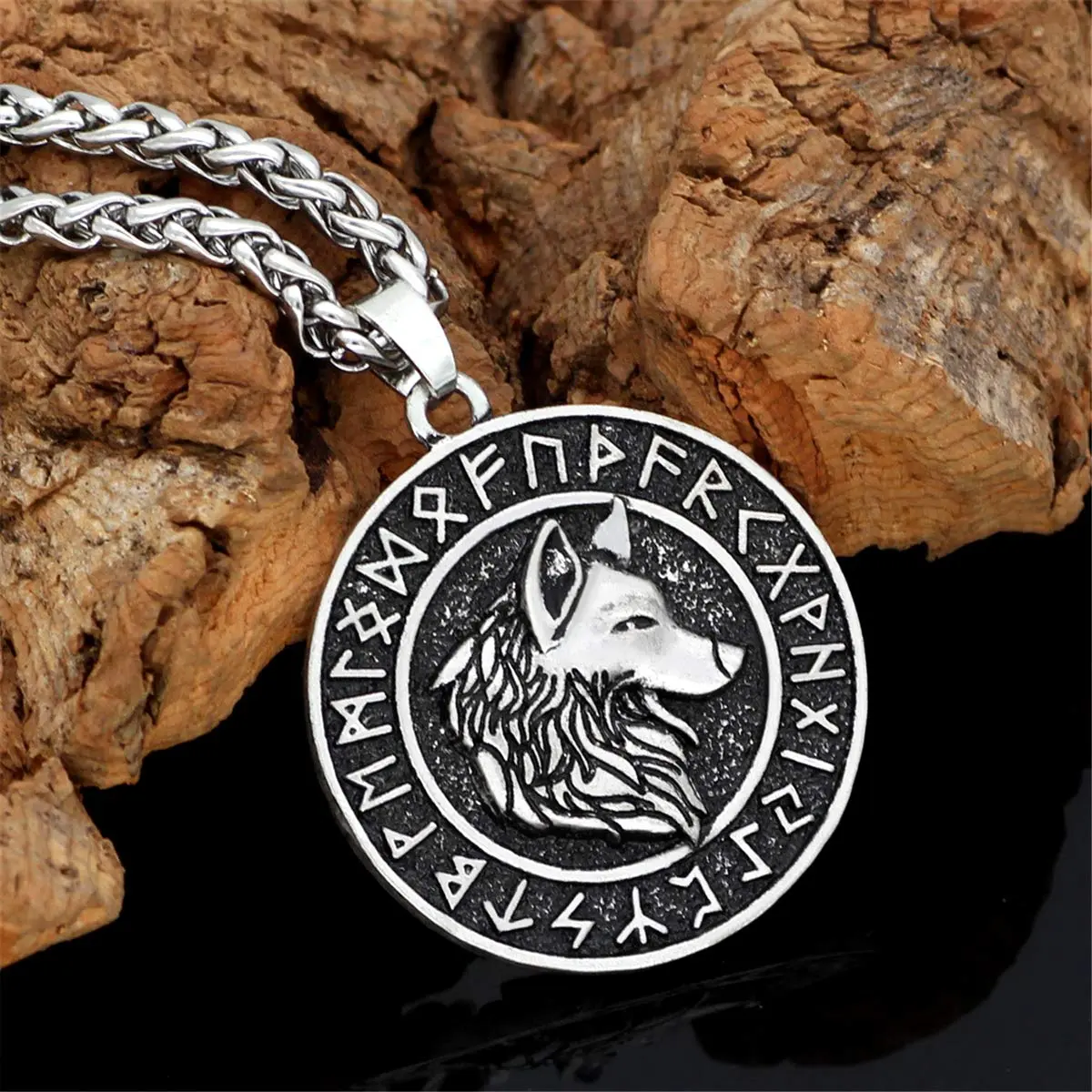 Leprato Viking Talisman Necklace for Men Norse Mjolnir Wolf Compass Valknut Amulet Pendant 24 inch | Nordic Viking Jewelry - view 2
