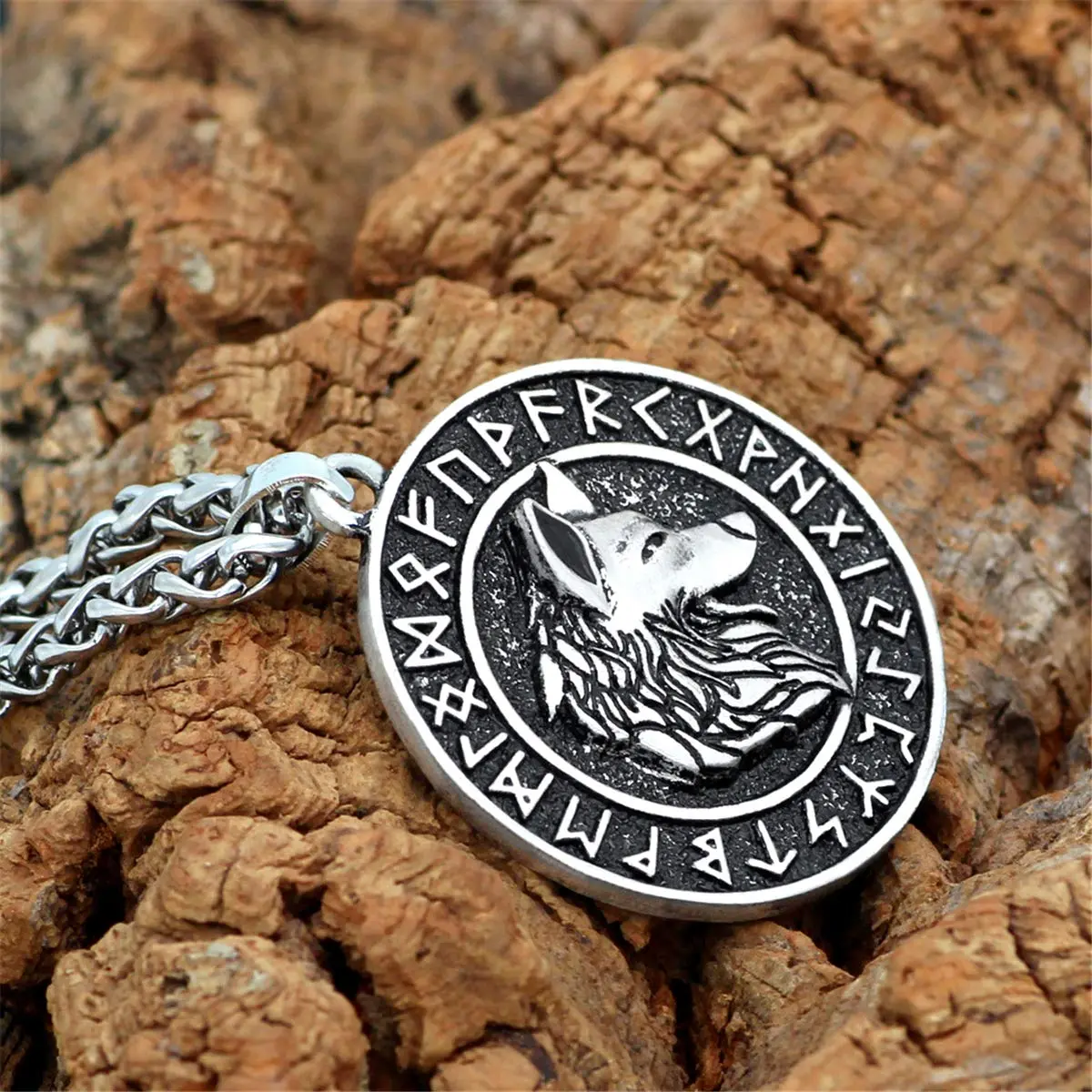 Leprato Viking Talisman Necklace for Men Norse Mjolnir Wolf Compass Valknut Amulet Pendant 24 inch | Nordic Viking Jewelry - view 3