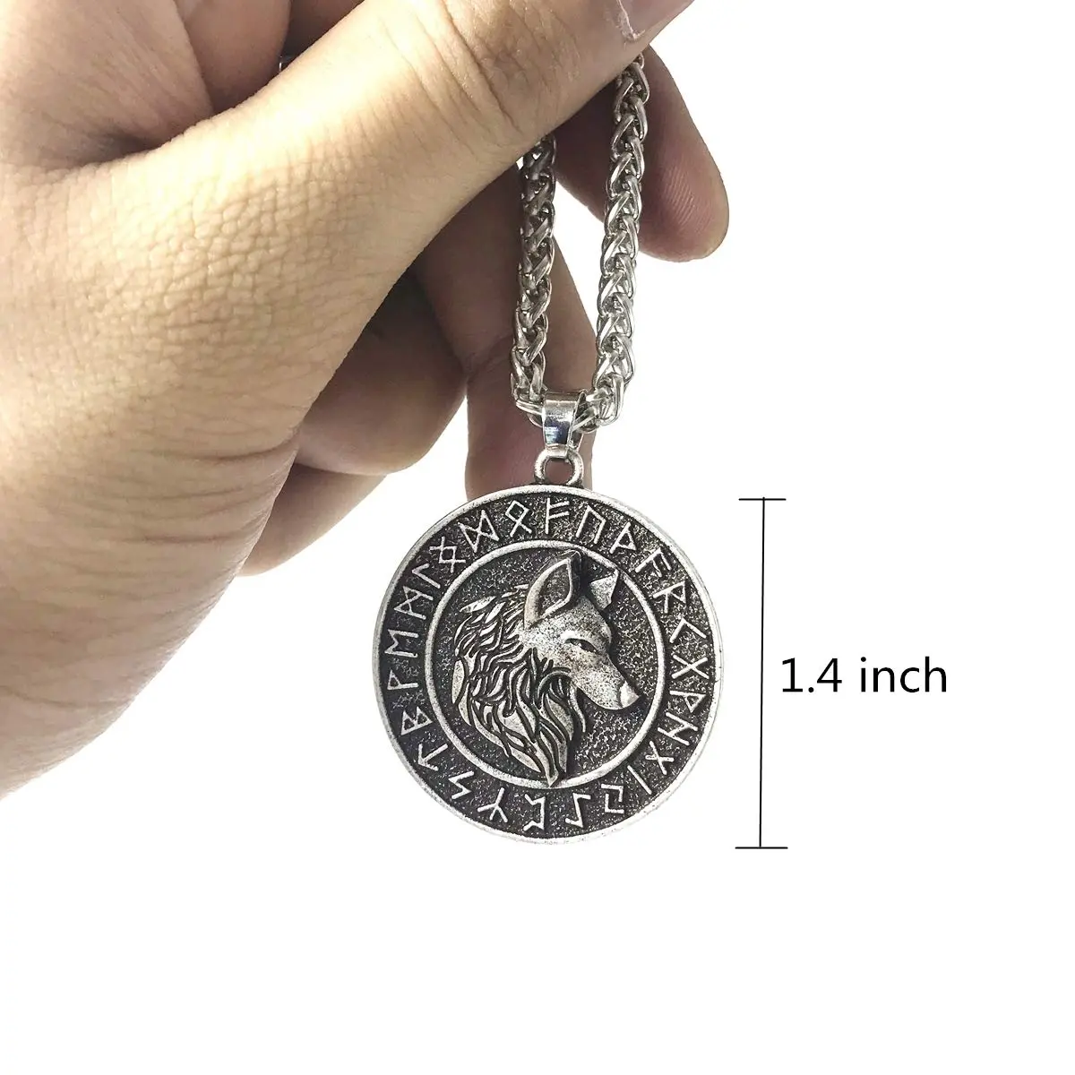 Leprato Viking Talisman Necklace for Men Norse Mjolnir Wolf Compass Valknut Amulet Pendant 24 inch | Nordic Viking Jewelry - view 4