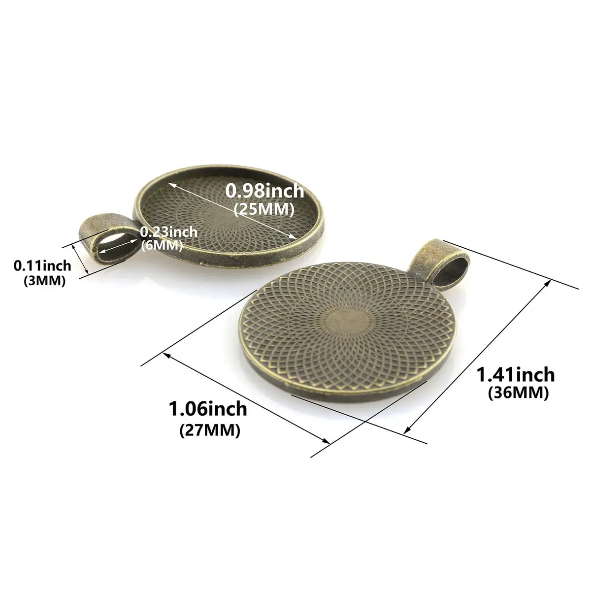 Lind Kitchen 25pcs Round Bezel Pendant Trays Setting 25mm | DIY Jewelry & Craft Base - view 3
