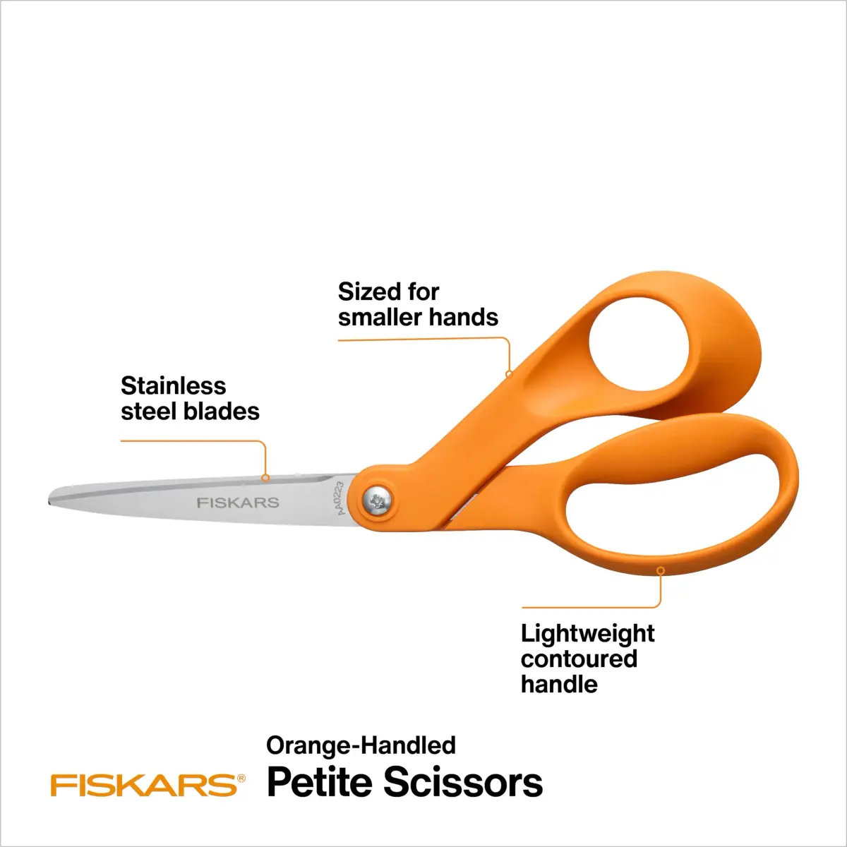 Fiskars Petite Original Orange-Handled Fabric Scissors 7 Inch (17.78 cm) | Precision Cutting for Sewing & Crafts - view 2