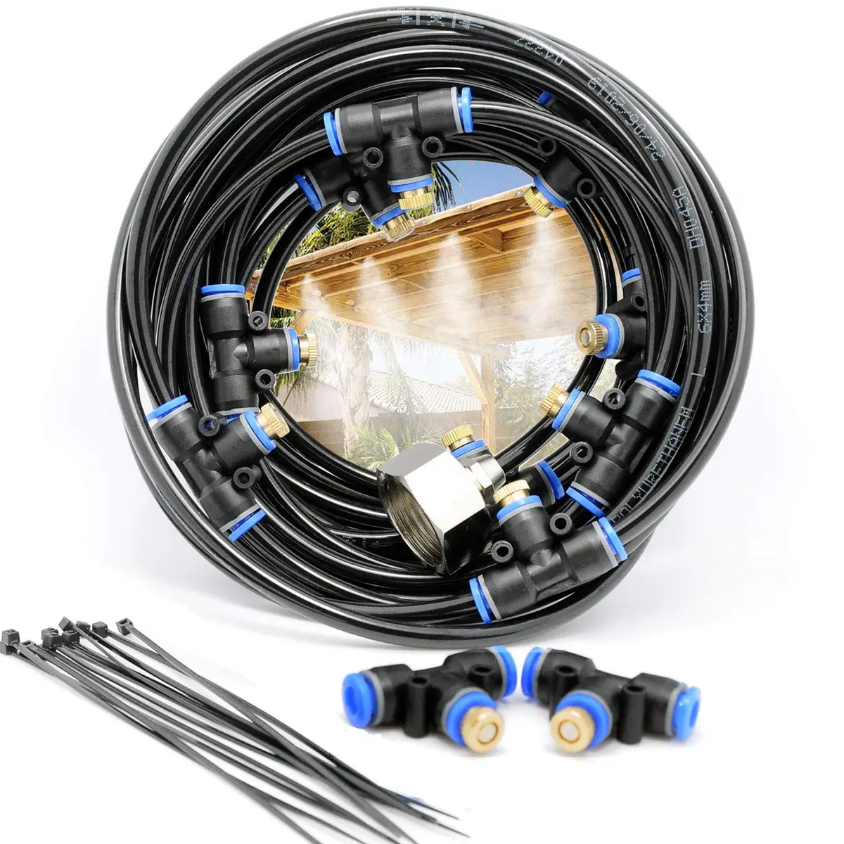 2RZ Misting Cooling System Kit 8M | Outdoor Mist System with Brass Nozzles for Garden & Patio - main product image