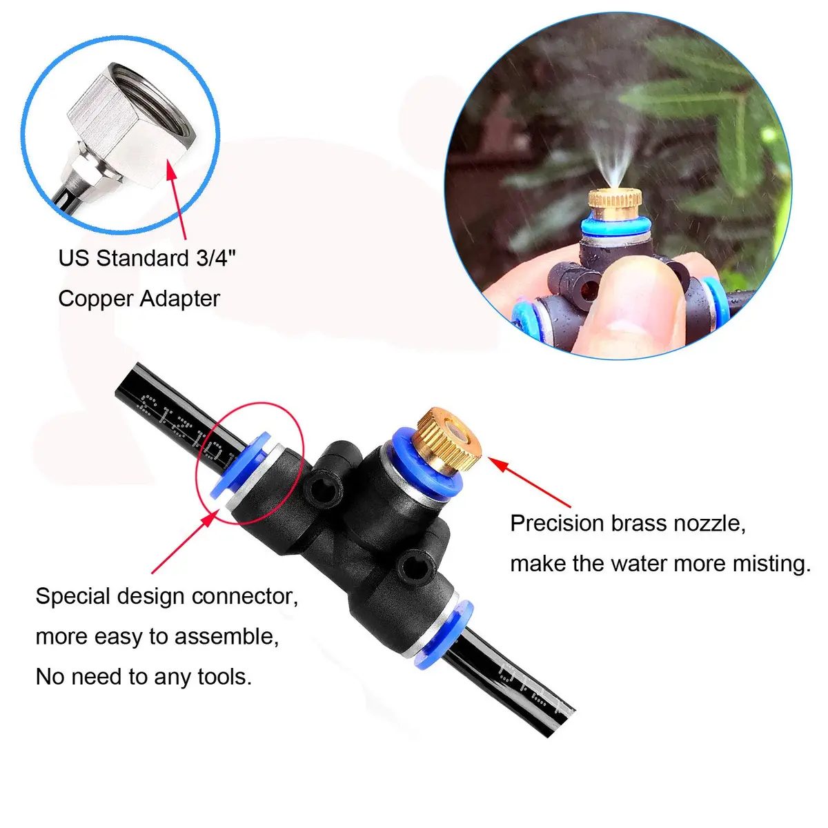 2RZ Misting Cooling System Kit 8M | Outdoor Mist System with Brass Nozzles for Garden & Patio - view 2