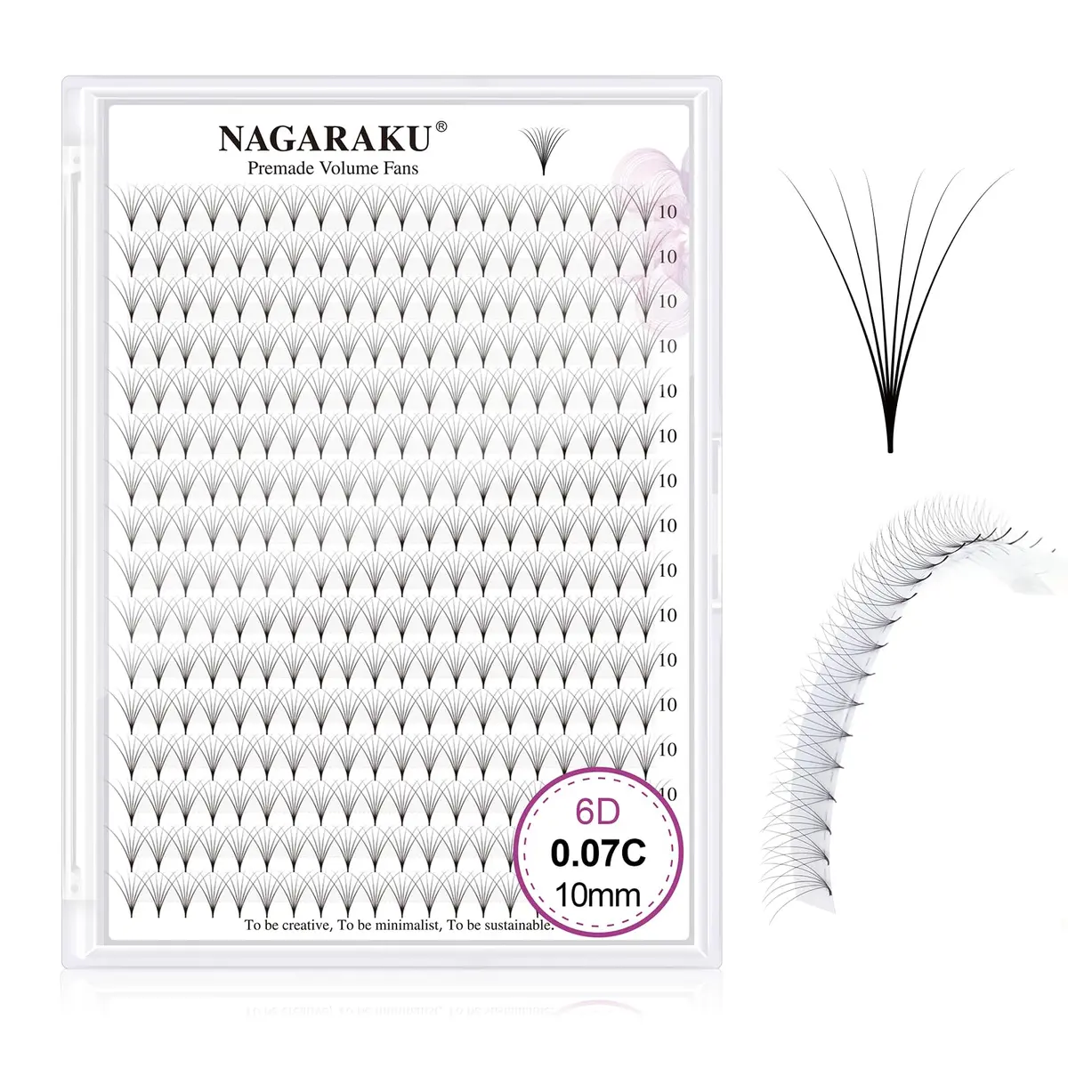NAGARAKU 6D Premade Volume Fans 0.07 C Curl 10mm 320 Fans | Professional Salon Lash Extensions - main product image