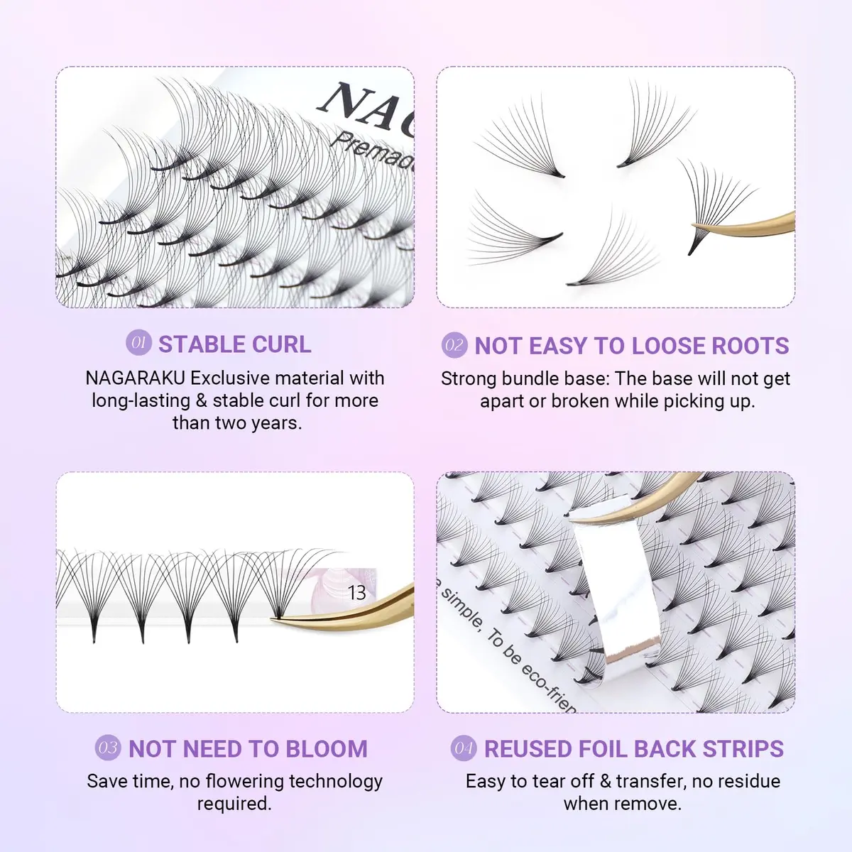 NAGARAKU 6D Premade Volume Fans 0.07 C Curl 10mm 320 Fans | Professional Salon Lash Extensions - view 3