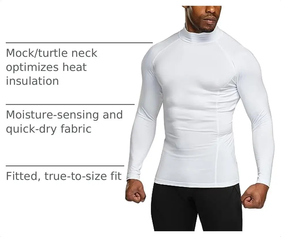 TSLA Men's Thermal Long Sleeve Compression Shirts | Mock/Turtleneck Winter Sports Base Layer Top, Small - view 5
