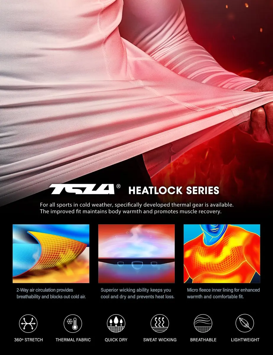 TSLA Men's Thermal Long Sleeve Compression Shirts | Mock/Turtleneck Winter Sports Base Layer Top, Small - view 6