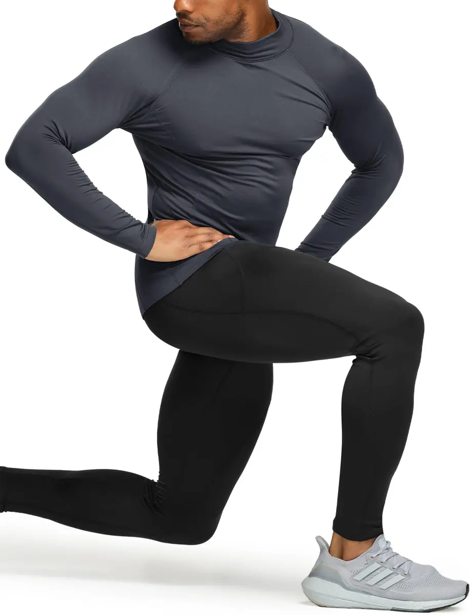 TSLA Men's Thermal Long Sleeve Compression Shirts | Mock/Turtleneck Winter Sports Base Layer Top, Charcoal, X-Small - view 6