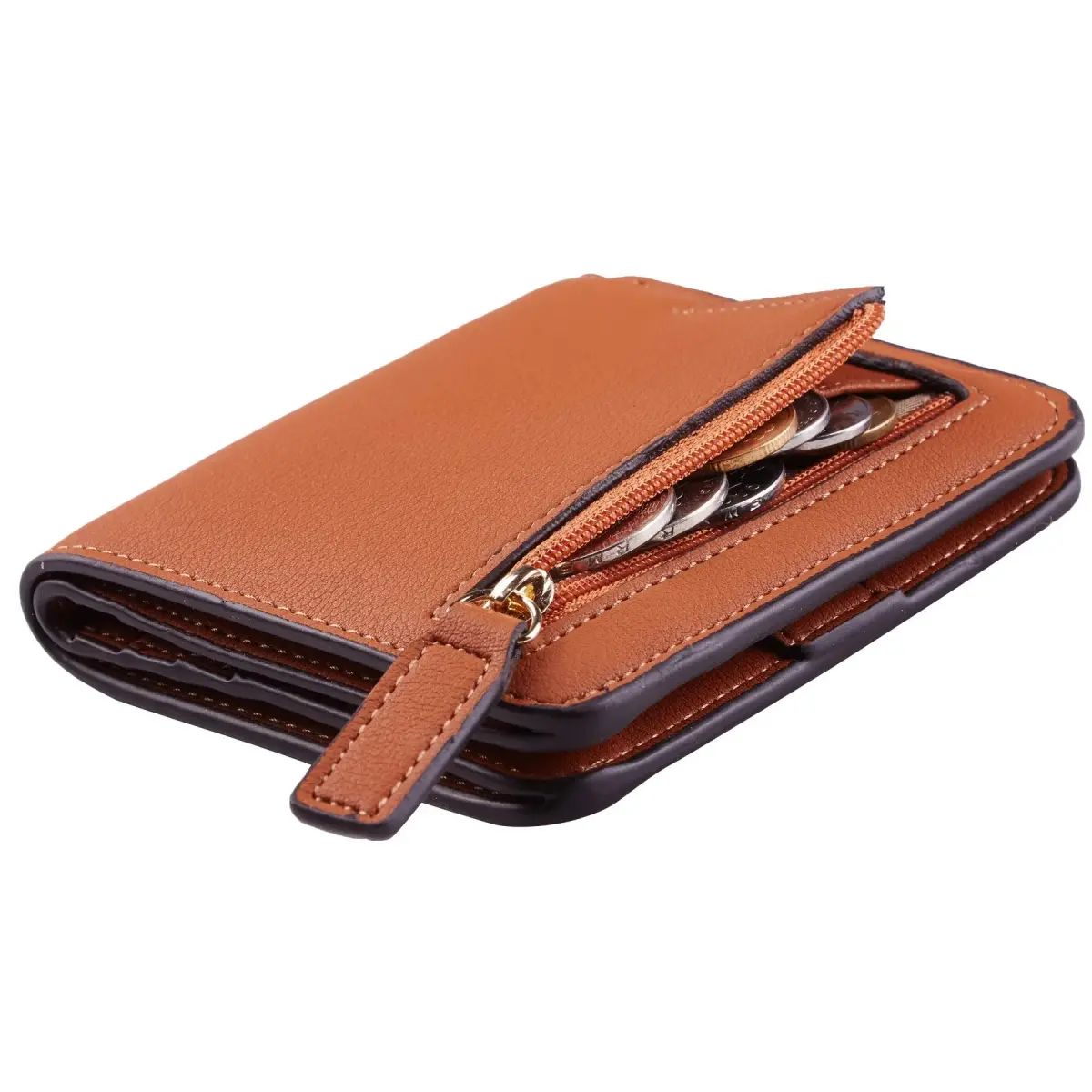 Toughergun Women's Slim Leather Bifold Wallet with RFID Protection - 13 ReNapa Tan - main product image