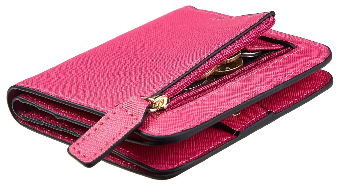 Toughergun CH Rose Red Slim Leather Wallet for Women - Compact RFID Blocking Bifold Mini Purse - main product image