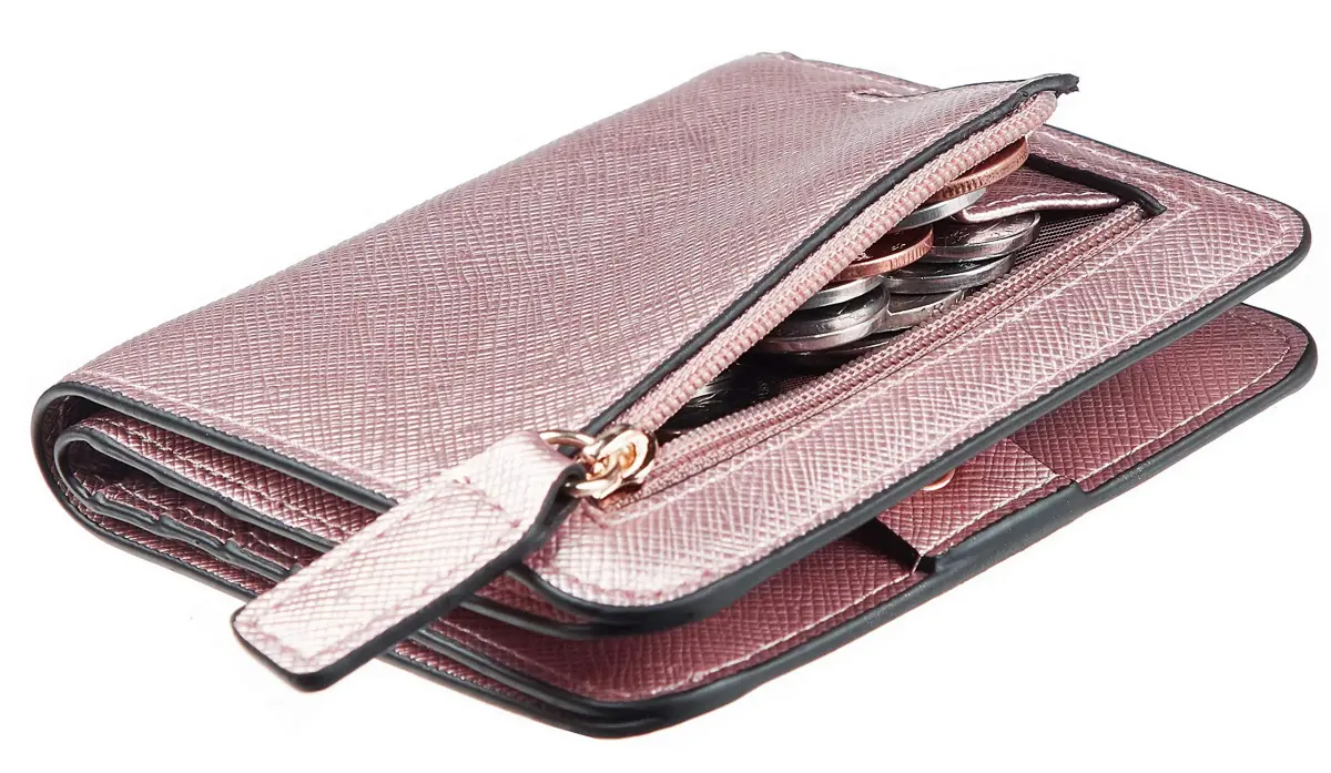 Toughergun Women's Slim Leather Wallet - SL Rose Gold, RFID Blocking, Compact Bifold Mini Purse - main product image