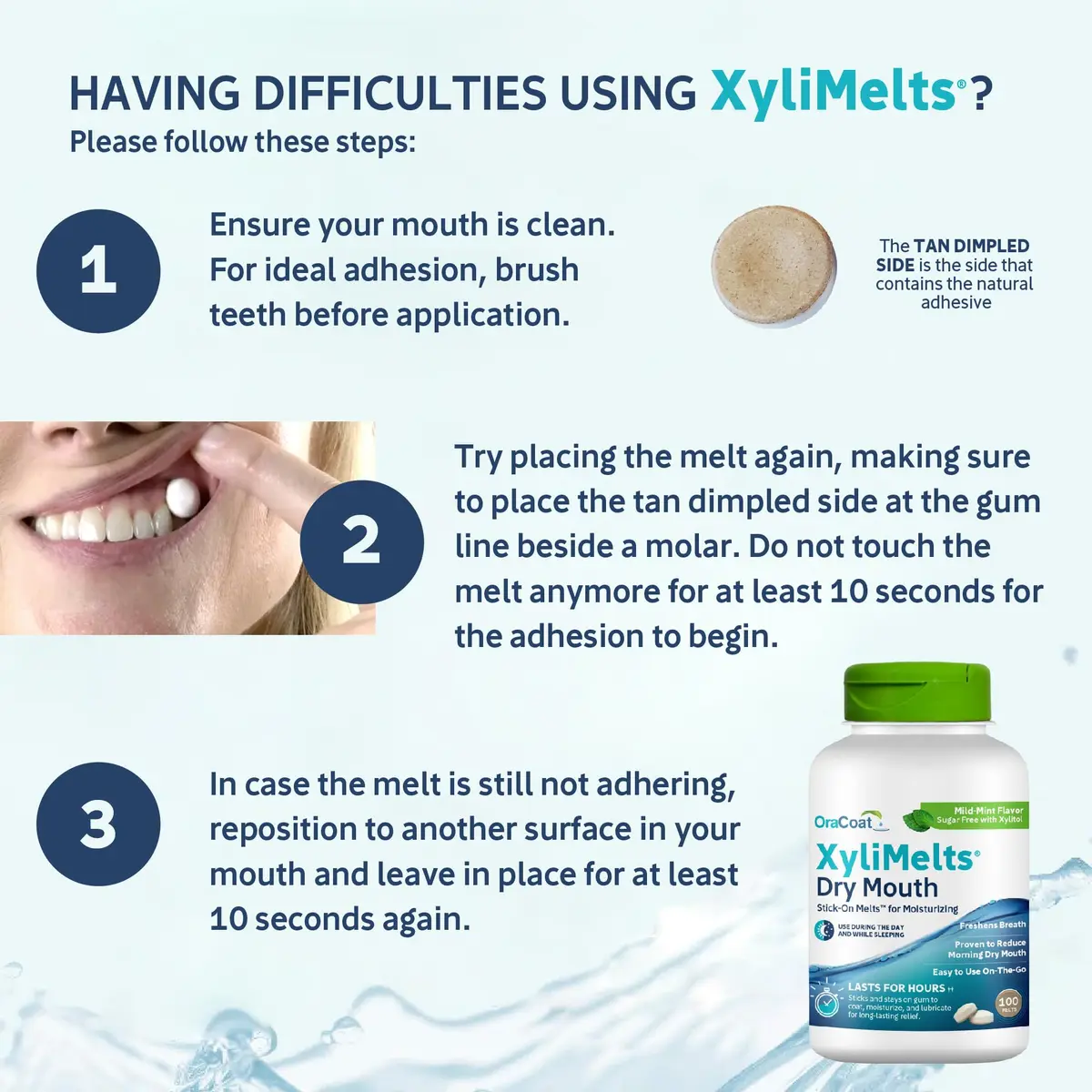 Oracoat XyliMelts Dry Mouth Relief Discs Mild Mint 100 Count | Medication for Dry Mouth Symptoms - view 3