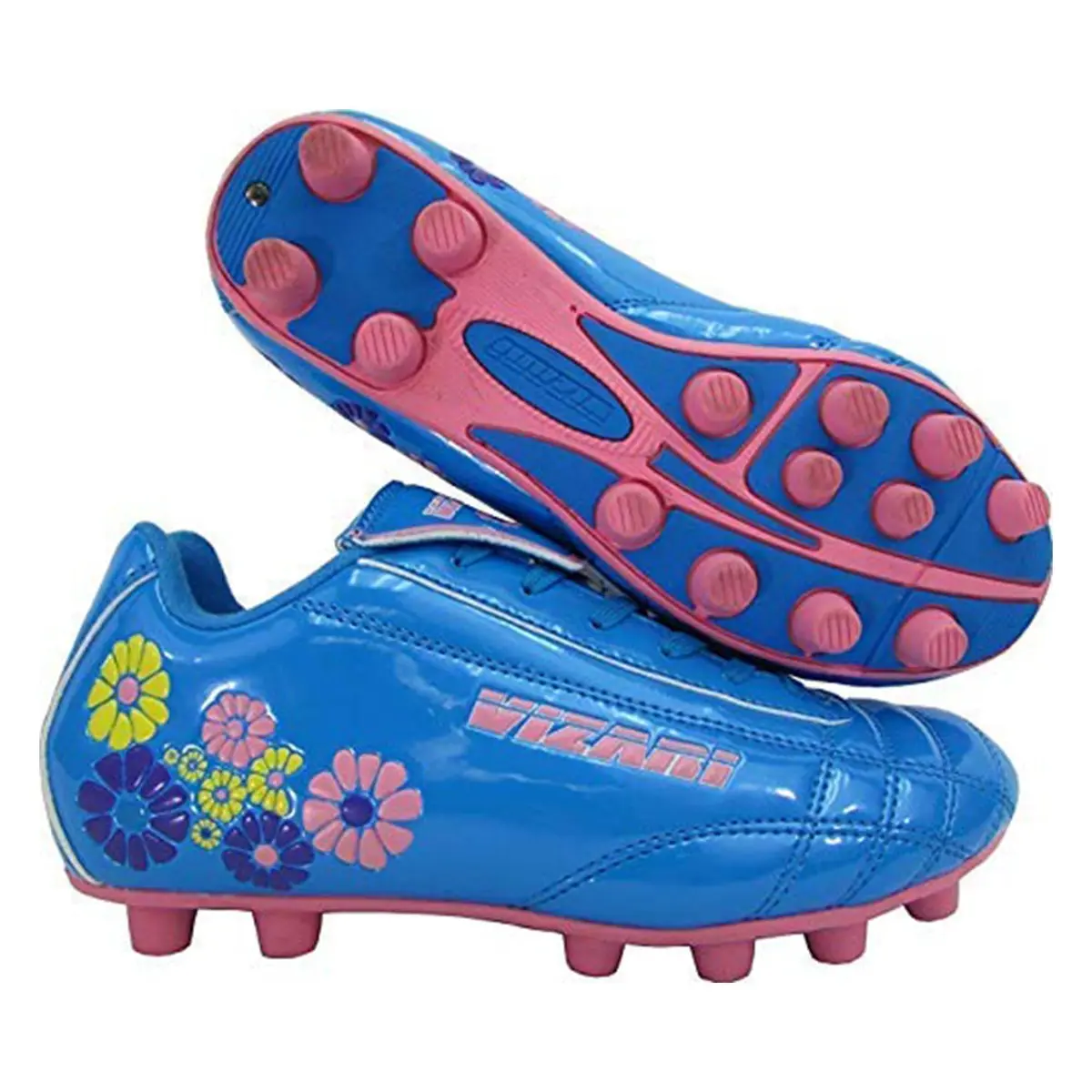 Vizari Blossom Soccer Cleats for Girls, Boys, Toddler | Youth Firm Ground FG Athletic Outdoor Football Shoes for Little/Big Kid Blue/Pink - main product image