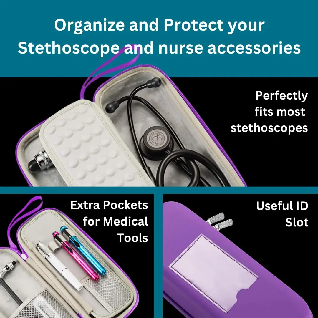 Caseling Hard Stethoscope Case Purple | Fits Littmann Classic III, Cardiology IV, MDF Acoustica, Nurse Accessories - view 4