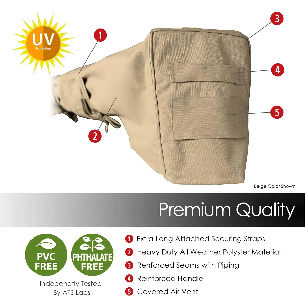 ADVANING All-Weather Protective Cover for 8' Wide Retractable Awnings | Beige, Waterproof & UV Resistant - view 5