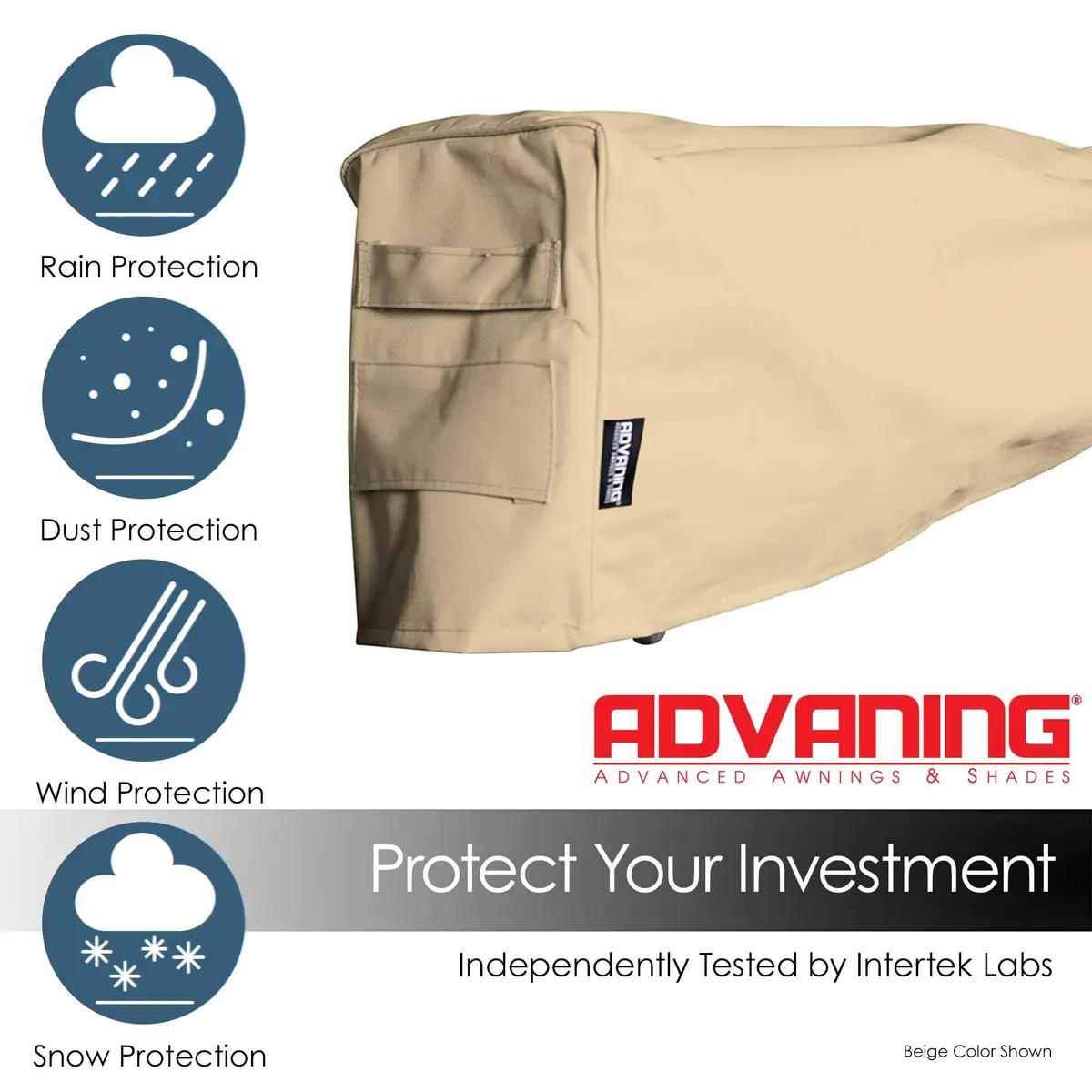 ADVANING All-Weather Protective Cover for 8' Wide Retractable Awnings | Beige, Waterproof & UV Resistant - view 2