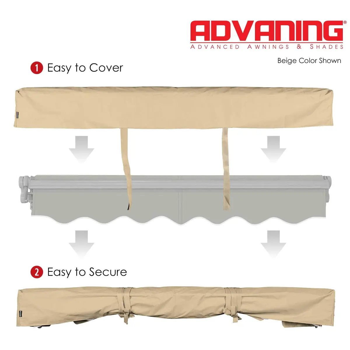 ADVANING All-Weather Protective Cover for 8' Wide Retractable Awnings | Beige, Waterproof & UV Resistant - view 4
