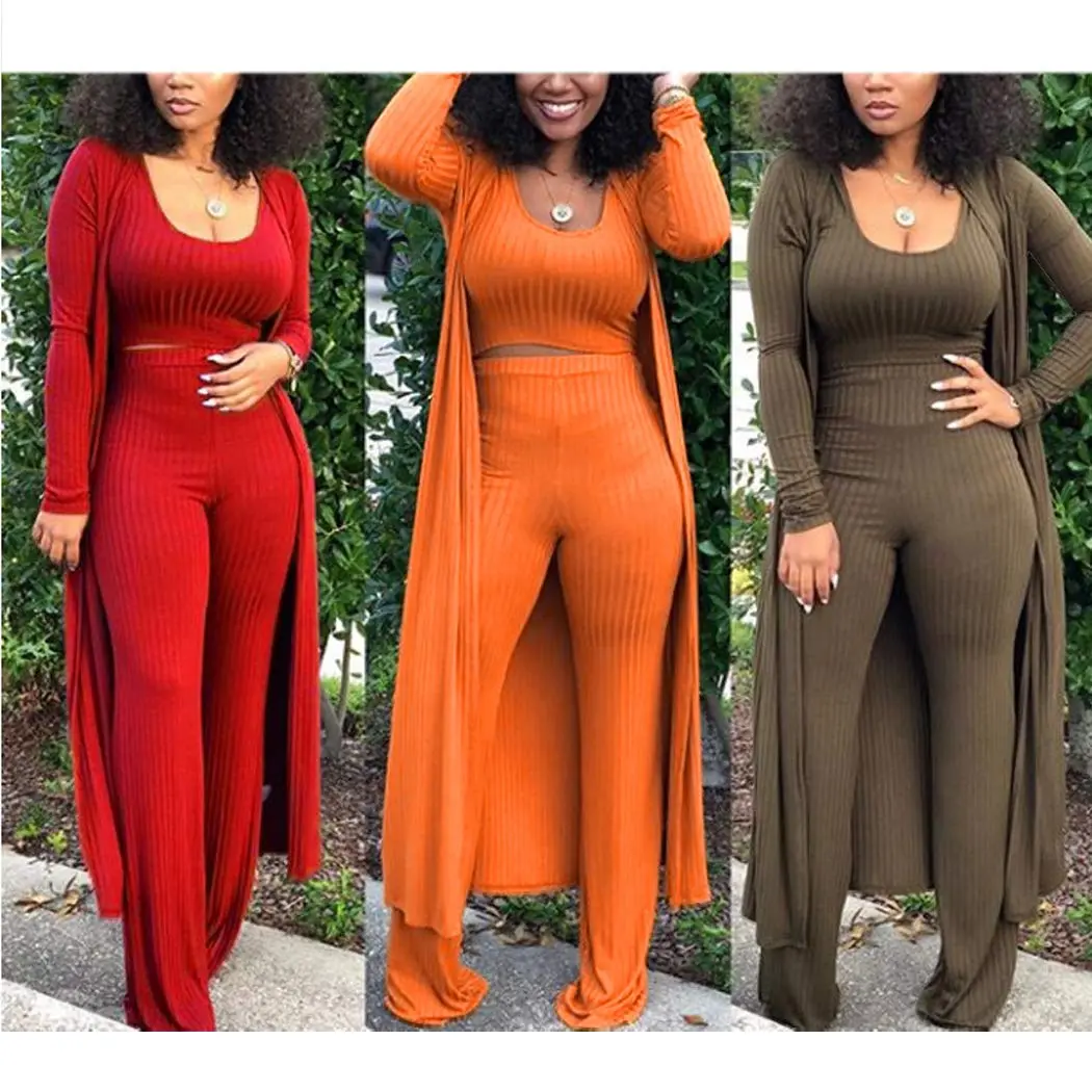 HANMAX Women's Tracksuit Set in Orange | Long Sleeve Blazer & Wide Leg Pants for Winter - view 3