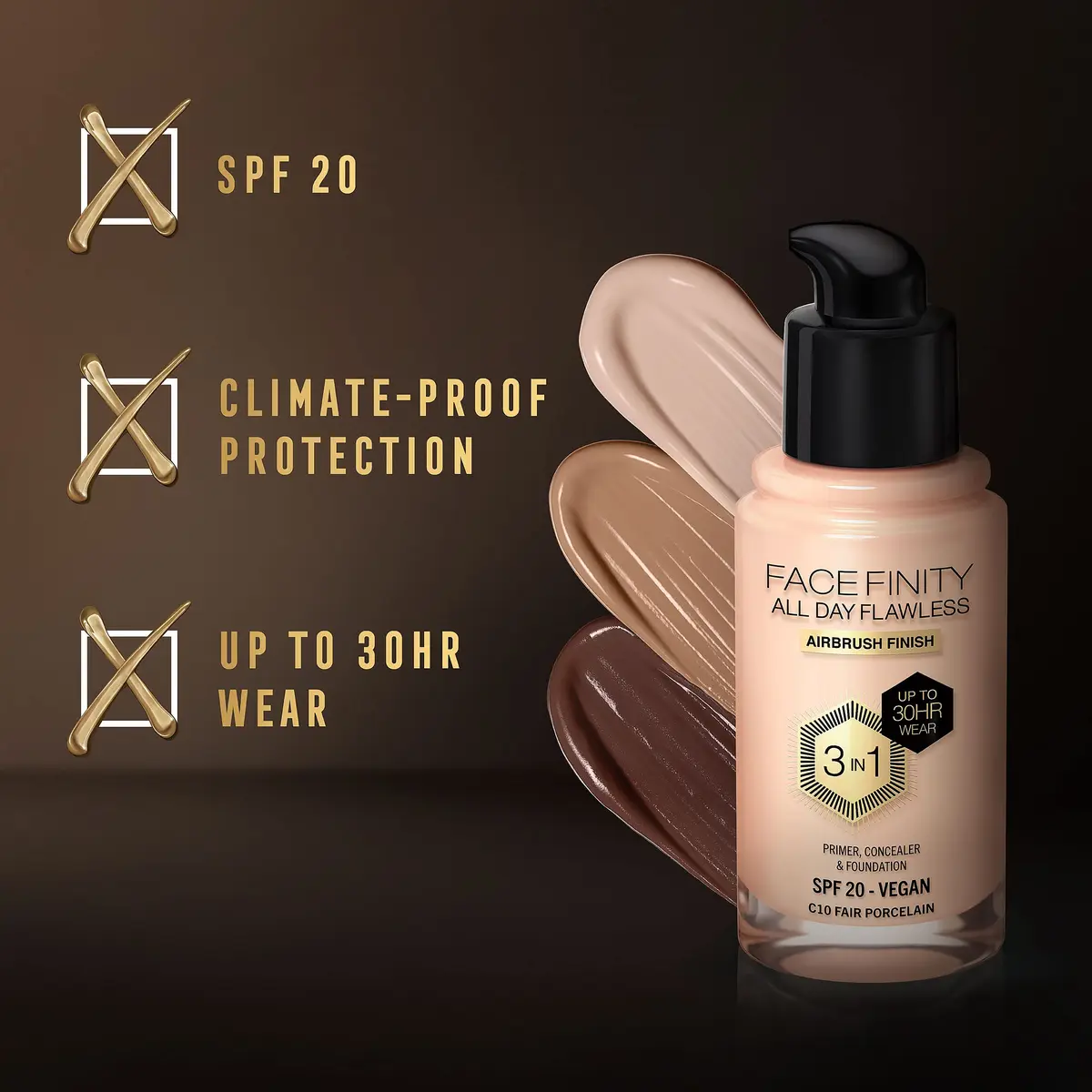 Max Factor Facefinity 3-in-1 SPF 20 Foundation 30 ml | Flawless Matte Finish with SPF Protection - view 4
